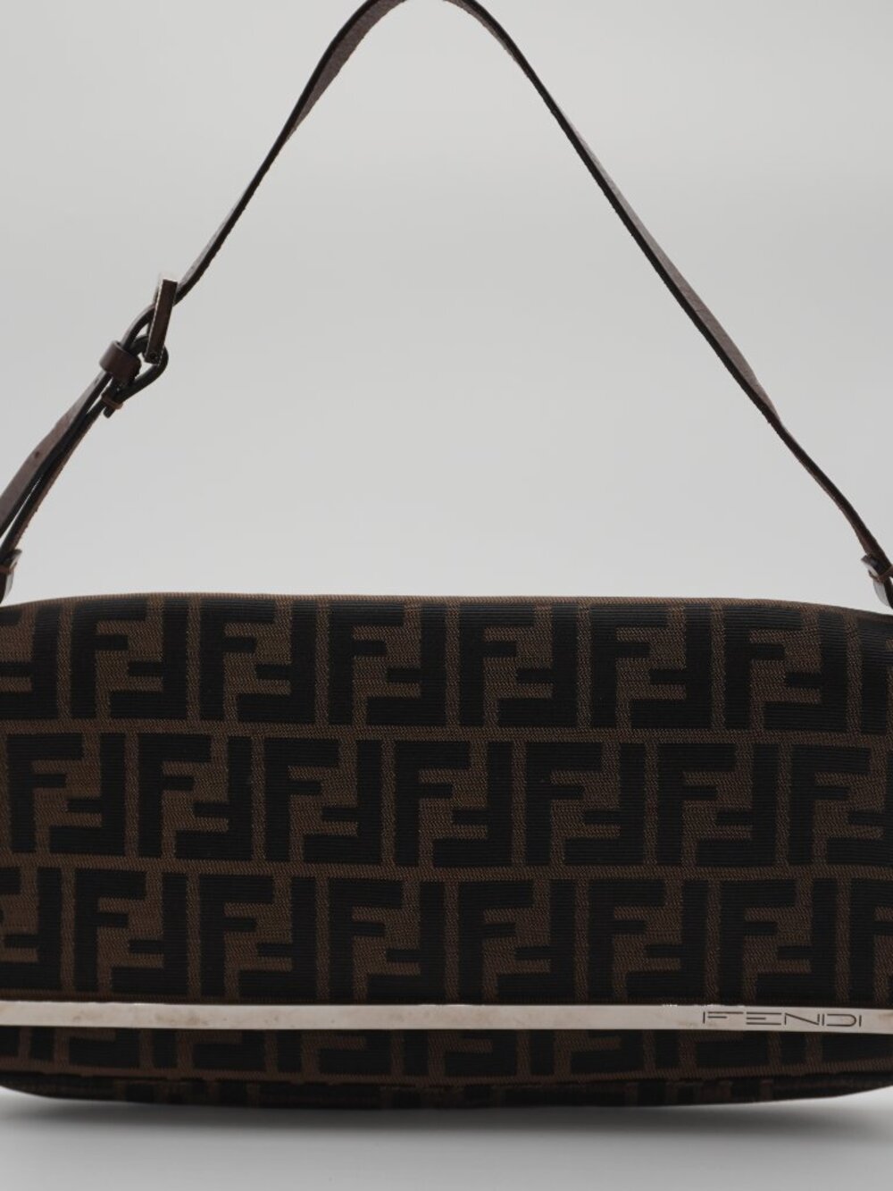 Fendi Zucca Canvas Metal Trim Shoulder Bag